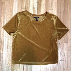 Gold velvet T-shirt classic style scoop neck Large